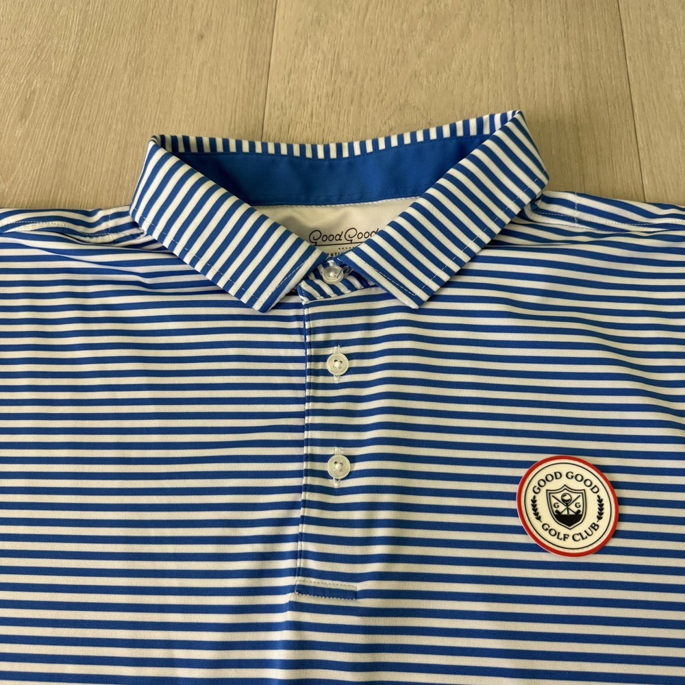 Good Good Golf Blue Stripe Performance Stretch Polo Men's XXL 2XL Golf Club